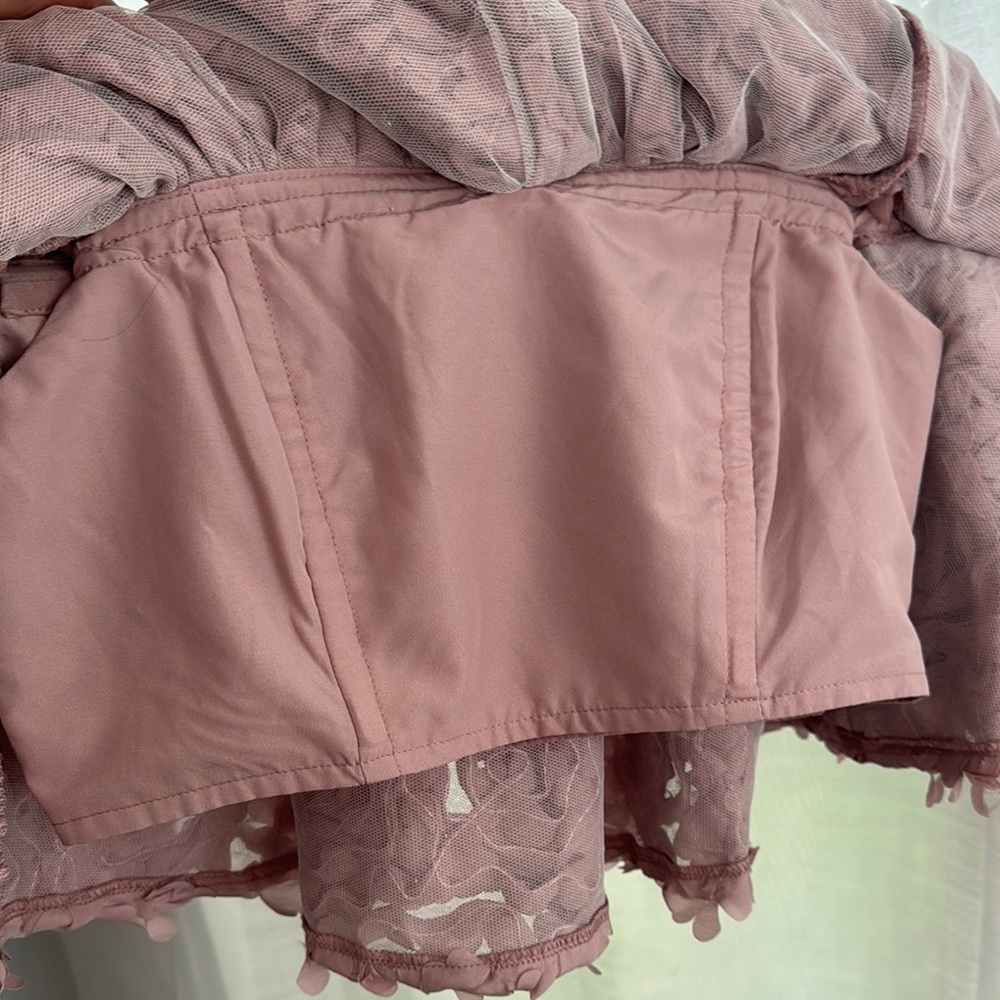 ASOS Luxe size 2 Floral Lace Bardot top skirt Set in Pink mauve - Picture 14 of 16